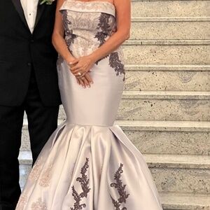Elegant Silver Satin Gown